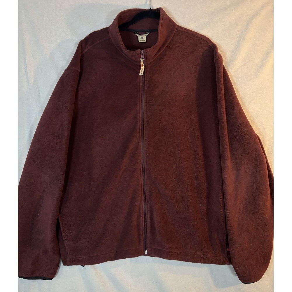 Woolrich Mens 2XL Full Zip Fleece Jacket Burgundy Outdoor Pockets‎ Warm